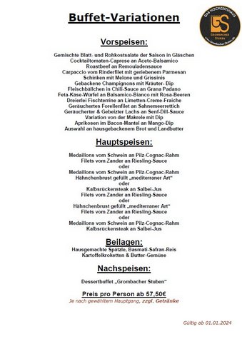 Grombacher Stuben | Unsere Buffet-Variationen als PDF